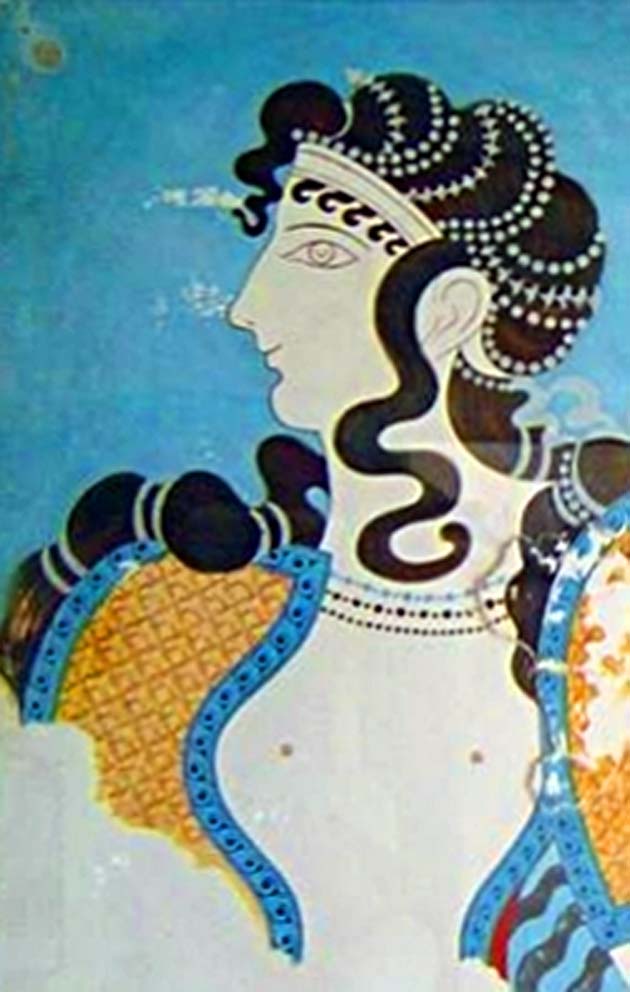 Fresco de las mujeres de Knossos foto Wikimedia Commons
