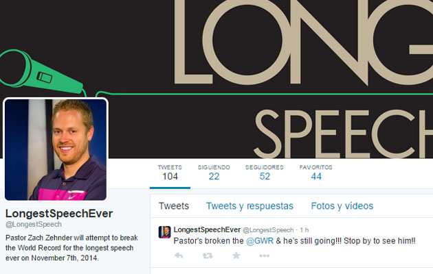 Predicador Zehnder después de haber roto el récord mundial y el pastor sigue hablando (publicado hace 1 hora) Foto: Twitter