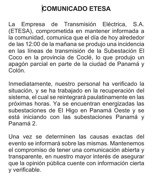 Etesa envió un comunicado sobre la situación / Redes.