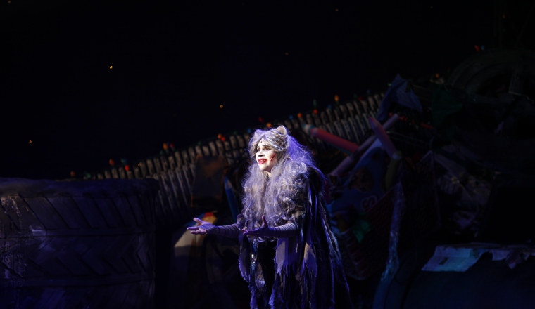 Grizzabella se lamenta. Es interpretada por Diana Durán. Grizzabella se lamenta. Es interpretada por Diana Durán.