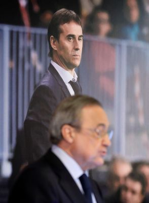 Pérez interviene en la presentación oficial de Lopetegui / EFE