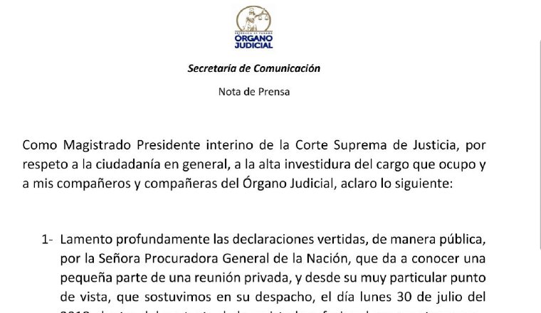 Carta del presidente de la Corte Suprema de Justicia Carta del presidente de la Corte Suprema de Justicia