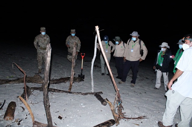 En el operativo nocturno participaron funcionarios de MiAmbiente, miembros del Senan y voluntarios residentes de playa Caracol. En el operativo nocturno participaron funcionarios de MiAmbiente, miembros del Senan y voluntarios residentes de playa Caracol.
