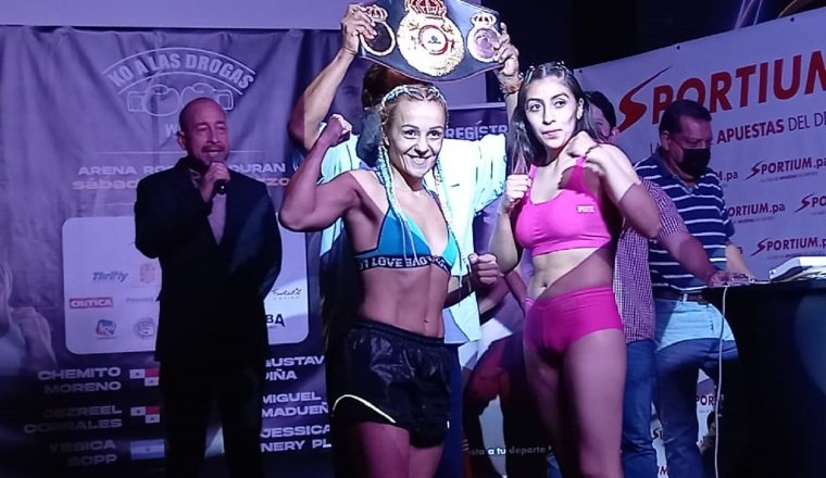 Yessica Boop de Argentina defiende su título mundial y Jessica Plata de México. Yessica Boop de Argentina defiende su título mundial (izq.) y Jessica Plata de México.