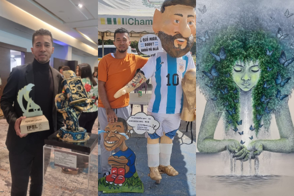 Víctor Álvarez, artista plástico, y algunas de sus obras. Fotos: Cortesía Víctor Álvarez, artista plástico, y algunas de sus obras. Fotos: Cortesía
