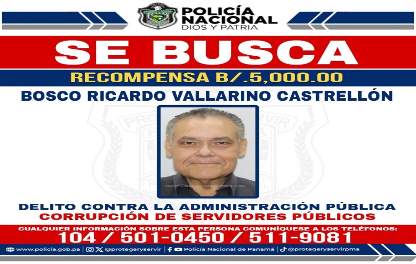 Recompensa ofrecida por Bosco Vallarino