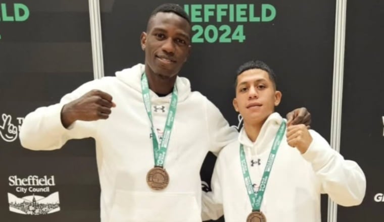 Eduardo Beckford y Luis Pachay, con sus medallas de bronce en el mundial de Inglaterra. Fotp: Fedebop Eduardo Beckford y Luis Pachay, con sus medallas de bronce en el mundial de Inglaterra. Fotp: Fedebop