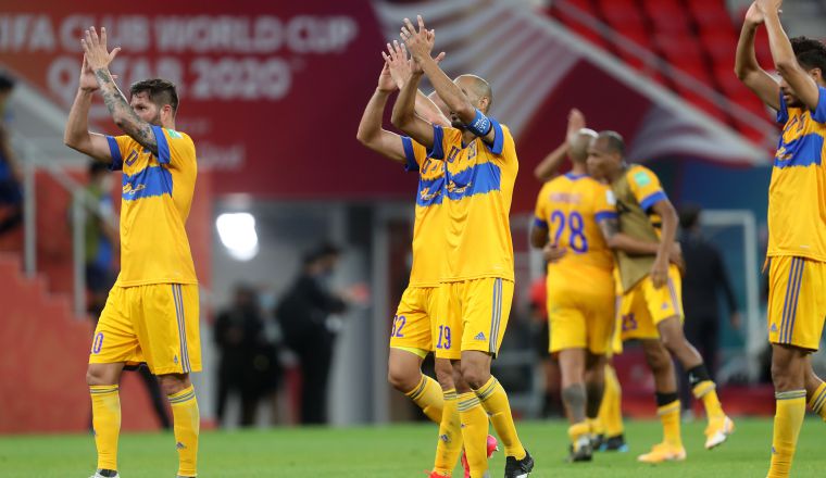 Jugadores de Tigres festejan su pase a la final. Jugadores de Tigres festejan su pase a la final. Foto:EFE