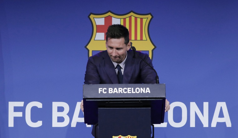 Messi en su despedida del Barcelona Foto:EFE