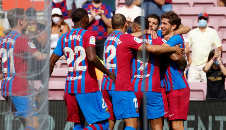 Barcelona festeja el tanto de Sergi Roberto. Barcelona festeja el tanto de Sergi Roberto. Foto:EFE