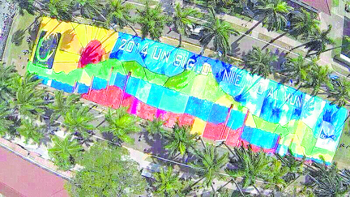 Toma aérea del trabajo artístico terminado. Se logró en minutos.