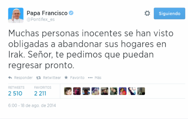 Última publicación del Papa en @Pontifex_es