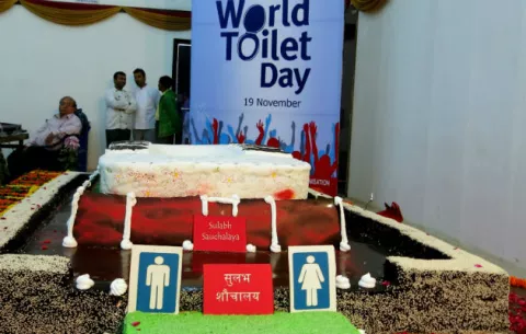 Pastel de 700 kilos para celebrar el día del retrete