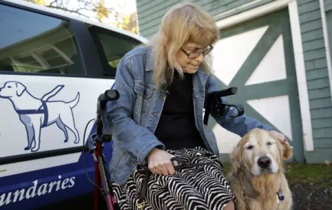 Mujer se reúne con perro que la salvó de morir arrollada
