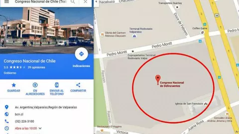 Google los ubicó en el mapa como "Congreso Nacional de Delincuentes"
