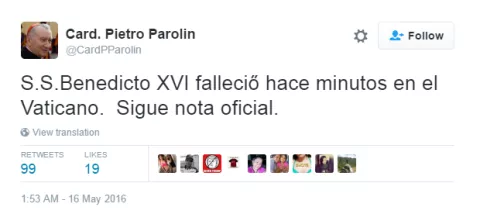 Conoce al hombre que "mató" a Vargas Llosa y al Papa Benedicto XVI en Twitter