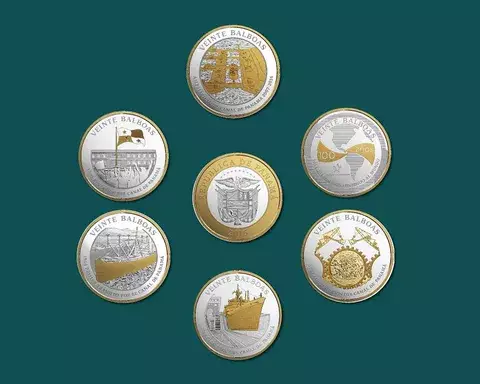 Circulan monedas bañadas en oro de 24 kilates que muestran el Canal