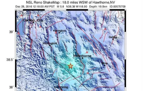 Terremoto de 5,7 grados sacude el estado de Nevada