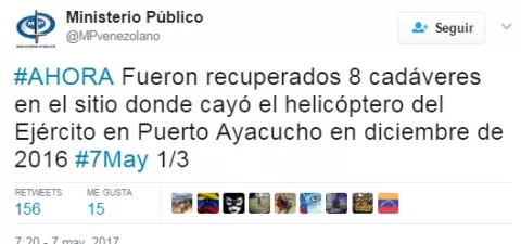 Recuperan 8 cuerpos donde desapareció helicóptero militar venezolano