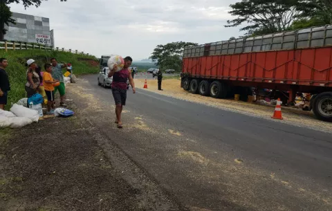 [VIDEO] Articulado con arroz se accidenta en Loma Campana