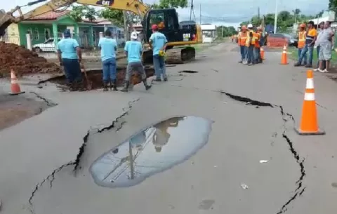 Se registra hundimiento en vía hacia playa El Agallito de Chitré