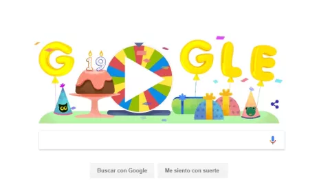 Con una ruleta de la fortuna, Google celebró sus 19 años