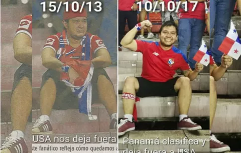 El sueño de un 'hincha' panameño que recorre el mundo en dos imágenes