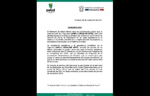 Minsa justifica nombramiento de la hija del magistrado Cecilio Cedalise