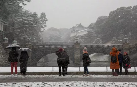 Cancelan trenes y vuelos tras fuertes nevadas en Japón 