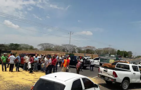 Productores santeños riegan el maíz en la calle