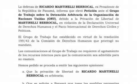 Abogado de Martinelli acude a la ONU para denunciar su privación de libertad