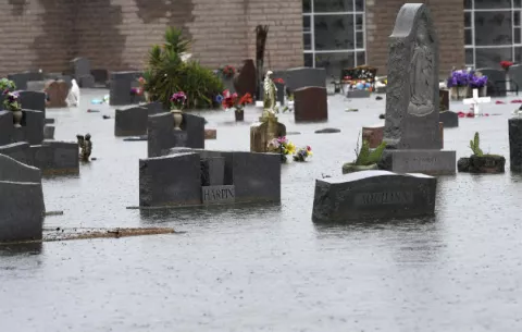 Inundaciones en zona costera de Texas que fue azotada por  Harvey