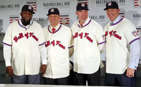 Chipper Jones, Guerrero, Thome, Hoffman, Morris y Trammell en el Salón de la Fama