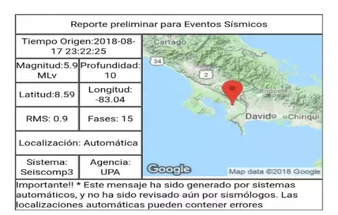 Otro sismo. Ahora fue entre la frontera de Panamá y Colombia