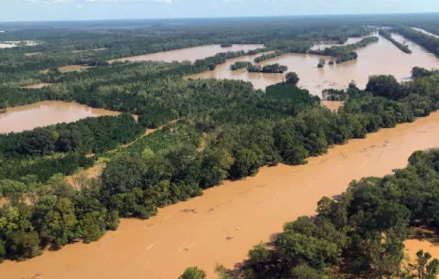 Mujer se aferra a un paquete de marihuana en medio de inundaciones tras paso Florence