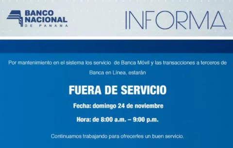 Dos productos del Banco Nacional de Panamá están fuera de servicios hasta las 9 de la noche