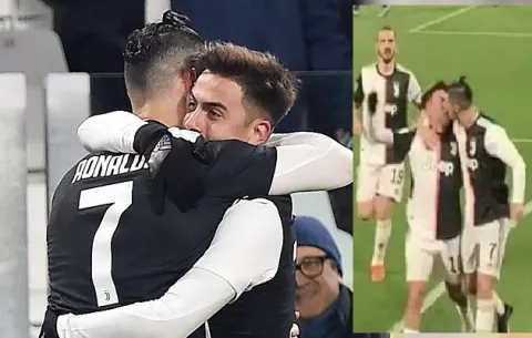 Cristiano Ronaldo  y Dybala se 'besan' por accidente y las redes sociales estallan