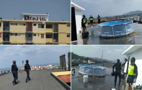 Sorprendidos con piscina, licor, música y asado en la azotea de edificio en Patio Pinel