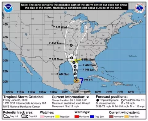 Tormenta Cristóbal avanza en Golfo de México para tocar tierra en Estados Unidos