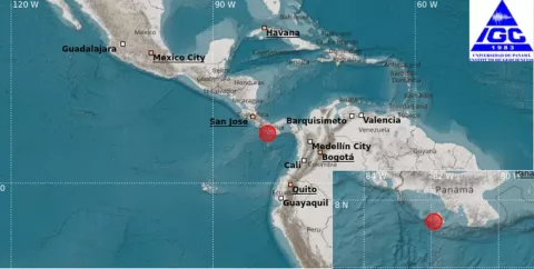 Se reporta sismo de magnitud 5.8 en la escala Richter en el suroeste de la Isla de Coiba