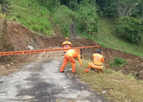 Colapsa carretera en Breñon, distrito de Renacimiento y se mantiene cerrada vía por derrumbe en Boquete