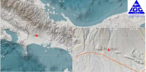 Se registra sismo de 3.4  de magnitud entre la región fronteriza de Panamá con Costa Rica