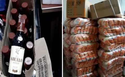 Aduanas retiene cigarrillos, paquetes de arroz y botellas de licor de presunto contrabando 