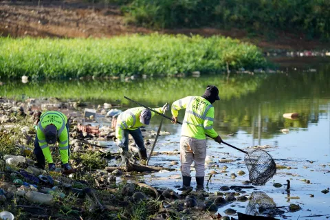 Verifican efectividad de la biobarda instalada en la quebrada Barro Blanco en David, Chiriquí