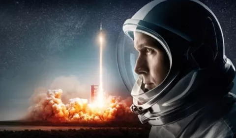 Cinta sobre el primer hombre en la Luna