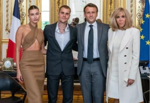 Justin y Hailey Bieber visitan al presidente de Francia: ¿Qué dijeron de sus atuendos? 