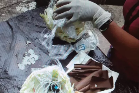 Una mujer intenta meter hojas de 'feeling' dentro de un repollo a la cárcel de Chitré