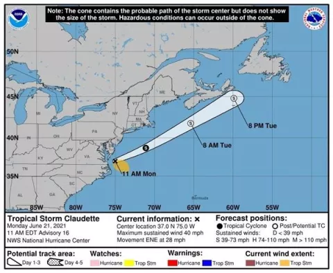 La tormenta Claudette se mueve veloz por aguas del Atlántico norte 