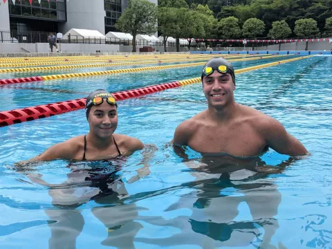 Emily Santos y Tyler  Christianson a la Villa Olímpica