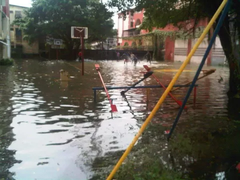 Calles inundadas, caídas de árboles y voladuras de techo durante fuerte lluvias en Colón 